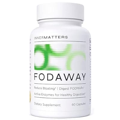 [Innermatters] Innermatters FODAWAY, FODMAP Digestive Enzymes for Bloating, Gas, & Diarrhea Fast Relief, with Xylose Isomerase, Fructan Hydrolase, Alpha-Galactosidase, & Lactase, Advanced Digestive Support, 60 Count