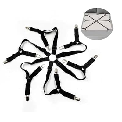[Oniapro] Elastic Sheet Fasteners for Staying Bedsheet Flat, Adjustable Bed Sheet Holder Straps, 6 Way Cross Sheet Clips Band Sheet Fastener, Suitable for Round and Square Mattresses, Hold Bed Sheets in Place