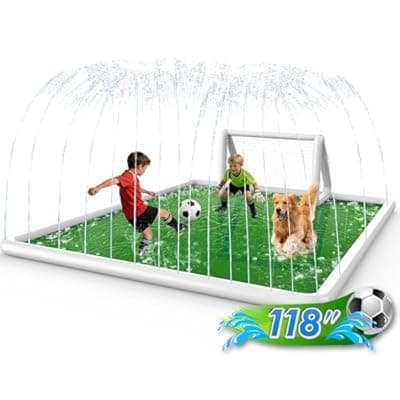 [EPN] EPN Splash Pad for Kids 4-12, 118" x 138" Extra Large Rectangular Sprinkler Pad, Durable PVC, Foldable, Easy Setup, Backyard Water Play Mat, Summer Outdoor Fun Toy for Lawn & Garden