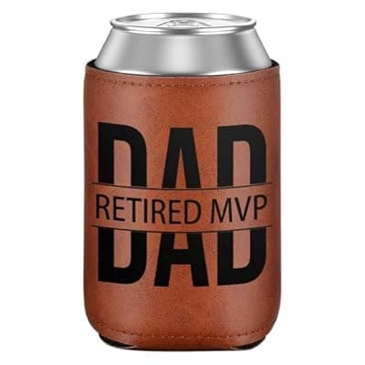 [KISSBELLY] Leather Can Cooler for Men, Gifts for Dad from Daughter Son for Fathers Day Birthday Day Bottle Can Drink Sleeve Holder 12Oz Funny Cooler for Cans
