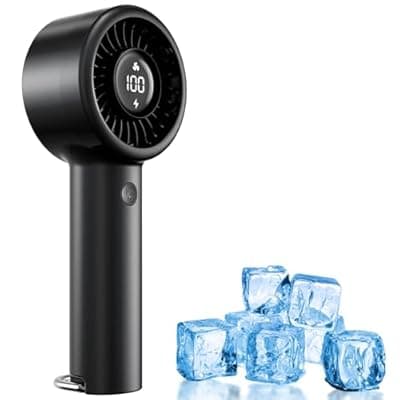 [CRISLEX] Portable Mini Handheld Fan Turbo, USB Rechargeable Electric High Speed Personal Hand Held Fan, 5 Speeds, LED Display, Battery Operated, Lightweight Small Size, Gift for Womens, Mens, Makeup, Travel