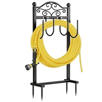 [Freexployer] Freexployer Garden Hose Holder, Heavy-Duty Garden Hose Stand for 100FT Hoses, Freestanding Water Hose Holder for Yard & Garden, Black