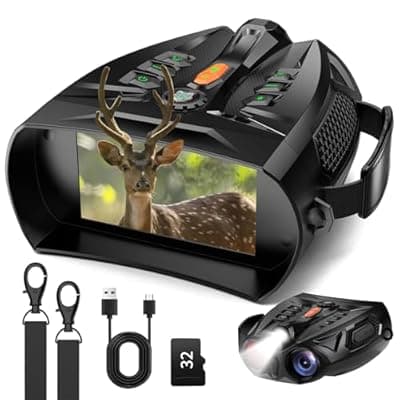 [JDZ] JDZ Night Vision Goggles, 4K Night Vision Binoculars for Adults, 4" HD Screen, 2600FT Long Range, 10X Zoom, 5000mAh Battery, 32GB Card, 7 Levels Infrared Night Vision for Hunting Camping Outdoor