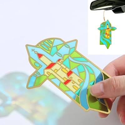[Hiviva] Cross Car Rearview Mirror Hanger, Beautiful Suncatcher Ornament, Meaningful Christian Gift for Mother’s Day Father's Day, Religious Car Charm for New Drivers
