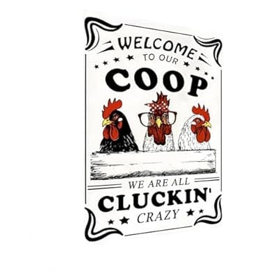 [Carastora] Carastora Funny Chicken Sign – Retro Tin Sign for Coop, Farmhouse, or Kitchen Wall, Cute Farm Animal Decor for Chicken Lovers, 12x8 Inch