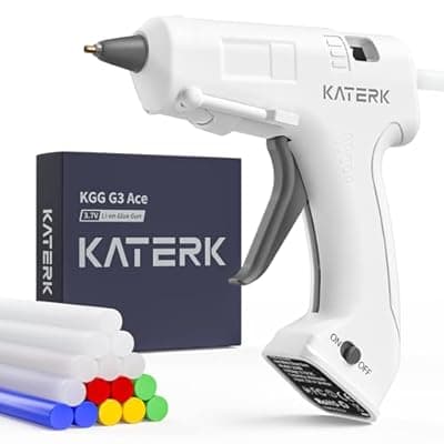 [Katerk] Katerk 3.7V Cordless Hot Glue Gun Kit, 90s Fast Heating, Mini Glue Gun with 15 Glue Sticks, USB-C Rechargeable with 2000mAh Built-in Battery, Ideal for DIY, Gift Making,School Crafts & Repairs (White)