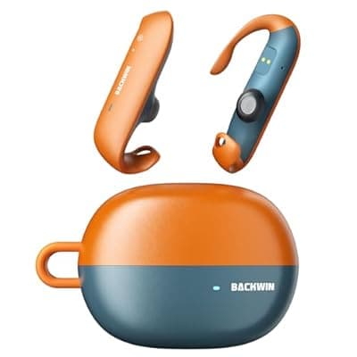 [ATHONGL] ATHONGL Wireless Earbuds,Bluetooth 5.4 100H Playtime Headphone with Mic,Stereo Sound,Easy Button Controls,Ultra-Comfort Snug Fit Sports Ear Buds for Sports Meeting Running Workout Gym (Orange)