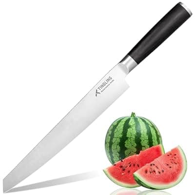[Tingling] Tingling Watermelon Knife 9" Melon Slicer: Fruit Knives for Cantaloupe, Pineapple Made of High Carbon Steel with Gift Box - Fruit Cutting Knife with Pakkawood Handle