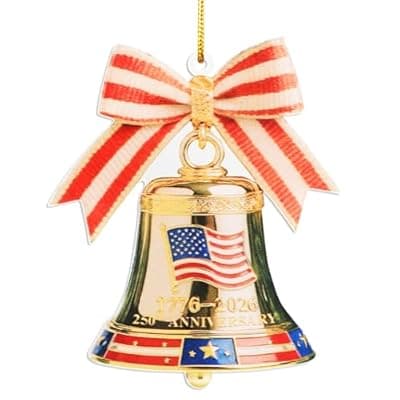 [Valyria] USA 250th Anniversary Bell Ornament, 2D Acrylic 1776 2026 Liberty Bell American Flag Patriotic Decorations Gifts, America 250 Years Christmas Tree Ornaments for US Citizens