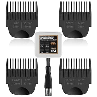 [Stovast] 4 Pack Guards for Manscaped Lawn Mower 3.0 - Adjustable Lawnmower 3.0 Trimmer Guards with Brush and Organizer, Waterproof Guide Comb Replacement for Manscaped 3.0 Attachments, 1/8" to 1/2"