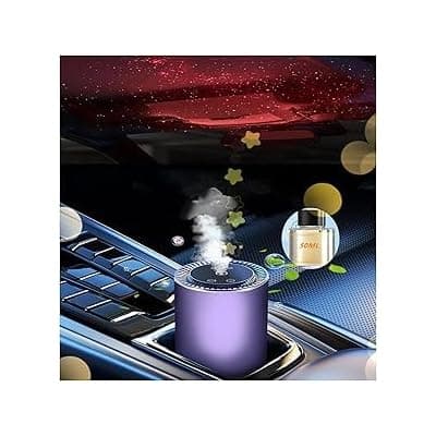 [mudong] Smart Car Air Fresheners Fashionable Starry Sky Rechargeable New Atomization Experience Perfume Humidifier 50ml French Natural Perfume Auto On/Off Adjustable Concentration Lasts 5 Months(Purple)