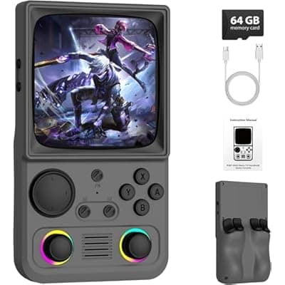 [AQHH] R36TMAX Retro Handheld Game Console, Portable Retro Gaming Console with 4.0” CRT-Inspired Screen, 4000mAh Arcade Classics, Supports Multiple Emulators, WiFi Network Battling, 64GB (Gray)