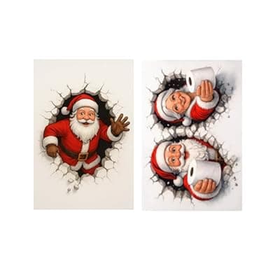 [Carastora] Carastora 2-Pack Vintage Christmas Holiday Decorative Tin Signs – 12×8 Inches, Santa-Themed, Suitable for Indoor and Outdoor Use, Winter Decorations, Perfect for Gift-Giving, and Great for the Home, B