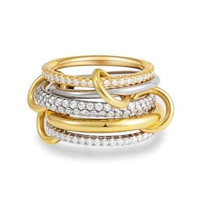 [Eaciy] Eaciy Gold Stackable Rings for Women, 14K Gold Plated Cubic Zirconia Rings, Silver Gold Multi Ring Mixed Metals Stackable Ring Set for Women Non Tarnish