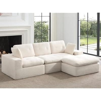 [anfutek] anfutek L-Shaped Modular Sectional Couch for Living Room Furniture, Boneless Cloud Couch Set with Back Support, Modular Sectional Sofas for Living Room Furniture with Ottoman