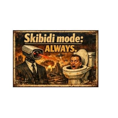 [Carastora] Skibidi Mode Always Metal Tin Sign Funny Toilet Wall Decor Dark Humor Bathroom Artwork Rustic Vintage Style Plaque Restroom Home Bar Office Gift 8x12 Inch Pre Drilled Hanging Art