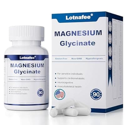 [Lotnafee] Lotnafee Magnesium Glycinate Capsules – Maximum Absorption Magnesium Supplement for Stress Relief, Deep Sleep, Muscle & Nerve Support, Heart Health & Calm Mood – Gentle, Non-GMO, 90 Capsules