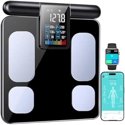 [KUAIVO] KUAIVO 8-Electrode Smart Body Fat Scale with Handle, 28 Body Metrics, Segmental Measurements for Arms/Legs/Torso for Arms/Legs/Torso, Large Display, App Sync, 180kg/400lbs