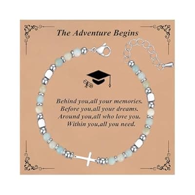 [Ediseng] Ediseng Personalized Graduation Gifts for Her 2025,Beaded Cross Bracelets for Her,Cool Graduation Bracelets for College/Nursing/High School/8th Grade/5th Grade/Middle School/Masters Degree