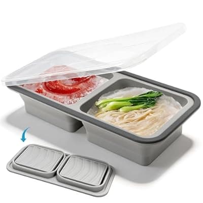 [Niuny] Niuny Freezer Container, Soup Freezing Container, Large Ice Cube Tray, Foldable Silicone Ice Cube Tray with Lid, Freezing Containers, 1000 ml, Ice Cube Tray, Silicone Freezer Mould for Soup, Broth