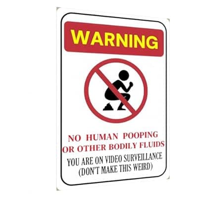 [Carastora] Carastora Humorous Surveillance Yard Sign - "No Human Waste or Bodily Fluids" Message - For Home or Business Security - UV Resistant, Weatherproof, Easy to Install, 12x8 in.