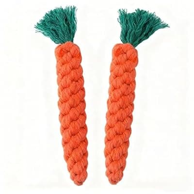 [Generic] 2 PCS Carrot Dog Rope Toys for Dogs, Durable Chew Toys for Aggressive Chewers, Entertainment and Interaction, Teeth Cleaning and Chewing, All-Cotton