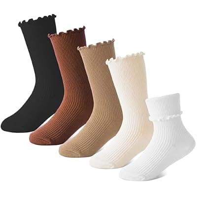 [BISOUSOX] BISOUSOX Girls Ruffle Socks, Girls Socks 6-8 8-12 Years Old, White Cute Frilly Cotton Dress Sock for School Uniforms