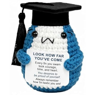 [Krinisou] Krinisou 2026 Graduation Gift for Daughter Son, Congrats Grad Gift for High School College Graduate, Cute Crochet Shark Plush with Encouraging Card Encouragement Shark Desk Decor