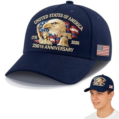 [WUEAOA] 250 Anniversary USA Hat,United States 250th Anniversary Eagles Printing Hat,Adjustable Baseball Cap for Men & Veteran