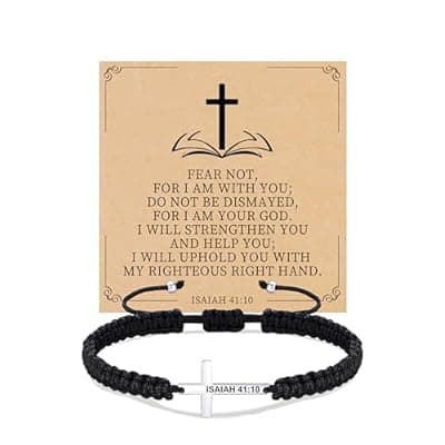 [Sistble] Sistble Christian Gifts Cross Bracelet for Men Easter Baptism Religious Gifts for Women Handmade Braided Bracelets Inspirational Confirmation Gifts for Teenage Girl Boys Jewelry