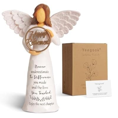 [Yeegook] Yeegook Retirement Gift for Woman, Happy Retirement Gifts for Women Men Teacher Nurse Friend Coworker, Goodbye Farewell Retired Gifts, 6" Retirement Angel Figurine