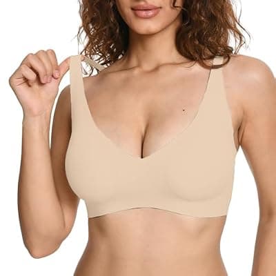 [Soft Intention] Soft Intention Jelly Wireless Bra, Minimizer Bras for Women Deep V Bra, No Underwire Seamless Full Coverage