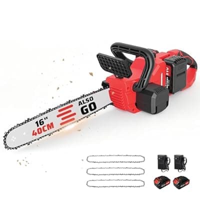 [ALSO GO] 16" Cordless Chainsaw 42V Brushless Electric Chainsaw, 2 x 3.0Ah Batteries Powered Handheld Chain Saw, Tool-Free Tension & Auto Oiling for Tree Pruning, Wood Cutting, Yard & Garden Outdoor Work