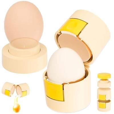 [Fancybird] Upgraded 2 in 1 Egg Shell Opener, Hard Boiled Egg Peeler with Piercer, Cute Egg Cracker for Raw Eggs, Egg Separator for Home Kitchen Gadgets Tool (Yellow+Beige）