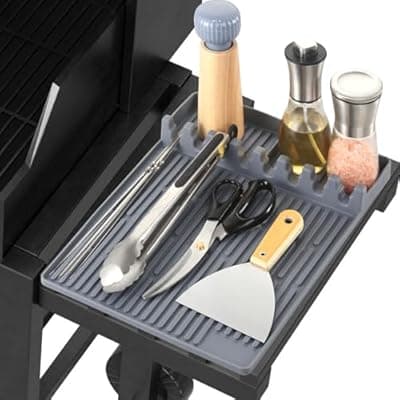 [YOJOB] Silicone Grill Mat for Blackstone Silicone Griddle Tools Mat with Drip Pad Grill Pad for Outdoor Grill Kitchen Countertop (Gray)