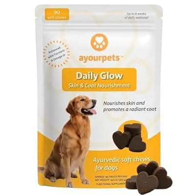 [Ayourpets] Ayourpets Dog Allergy Chews for Itchy Skin, Hot Spots, Paw Licking & Itchy Ears – Holistic Herbal Omega-3 Anti Itch Support with Turmeric & Shatavari – Fish Flavor – 90 Count