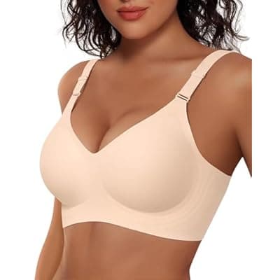 [Vertvie] Vertvie Womens Wireless Jelly Bras No Underwire Push Up Seamless Bra Supportive Full Coverage Bralette Regular and Plus Size