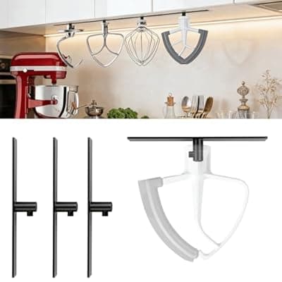 [Fracijuy] Mixer Attachment Holder for Kitchen Aid Accessories and Attachments - 4 Pack Storage Organizer Fits for KitchenAid Dough Hook Paddle Whisk Attachment Hanging Hanger (Plastic Black)