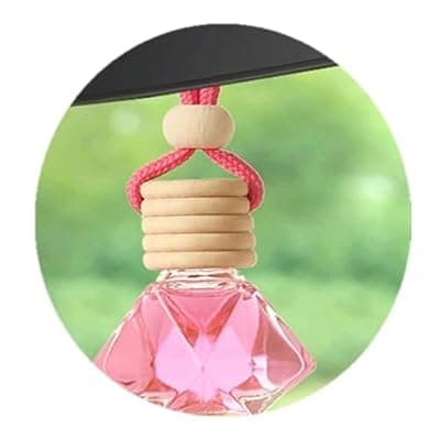 [mudong] Red Car Air Freshener 8ML Car Perfume Glass Pendant 2PCS with 20ML Spare Natural Perfume Decoration Car Perfume Air Freshener(Lavender)