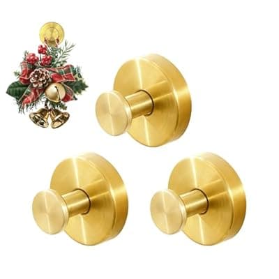 [YAKUNCL] YAKUNCL 3 Pack No Drill Adhesive Hooks, Strong Stick On Wall Hooks for Hats, Towels, Coats & Bags, Heavy Duty Removable Hat Organizer Hooks for Bathroom, Entryway, Kitchen - Damage-Free Installation