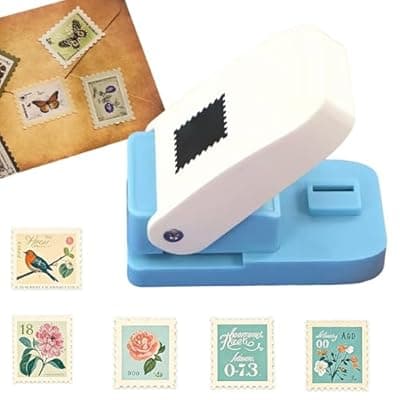 [Terilamy] Rectangular Postage Stamp Punch, 1x0.8inch Scalloped Edge Lever Action Craft Punch for Paper Crafting, Scrapbooking & DIY Card Making, Heavy Duty Hole Puncher for Cardboard & Cardstock (2.5 X 2.1 CM)