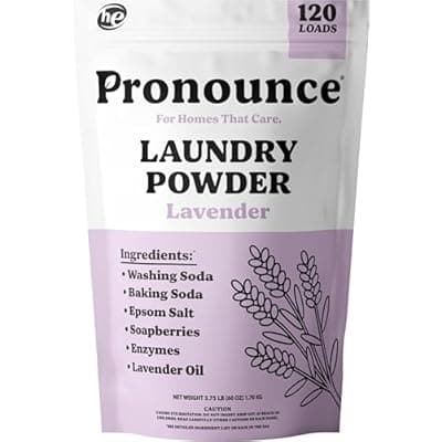 [Pronounce] Pronounce Laundry Detergent Powder Alternative | Cleaner Ingredients. Safer for Sensitive Skin. Stain + Smell Fighting. With Essential Oils. HE Safe (Lavender, 120 Loads).