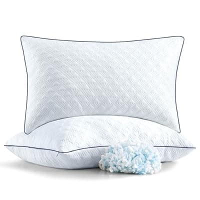 [Slybear] Slybear Cooling Bed Pillows King Size Set of 2 for Sleeping, Adjustable Shredded Memory Foam Pillows for Side Back Stomach Sleepers -Luxury Gel Pillows Hotel with Washable Removable Cover