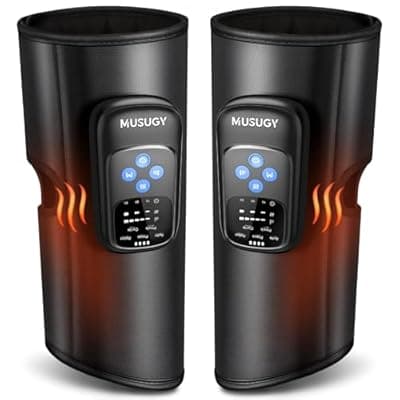 [Musugy] Musugy Cordless Calf Massager with Heat and Compression : Rechargeable Leg Compression Massager with 5 Modes, 5 Intensities for Pain Relief and Circulation - Calf Massage Device for Muscle Recovery