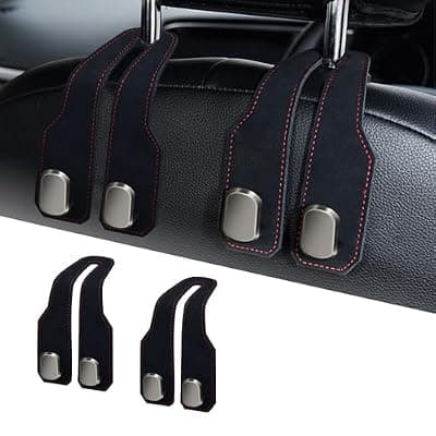 [RAOZBE] RAOZBE Car Seat Headrest Hooks for Purses and Bags, 2 Pack Bag Purse Holder for Car With Double Metal Hooks, Car Purse Hanger, Headrest Back Seat Handbags Hook Cute Hanging Accessories, Black