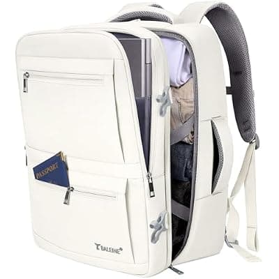 [BALEINE] BALEINE Travel Backpack for Women Men, Large Sturdy Carry On Laptop Backpack Gifts for Business, Casual, Weekender, Hiking (Large, Beige)