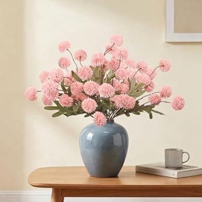 [MERRI GLOW] MERRI GLOW 6Pcs Spring Flowers Artificial Fake Flowers Bulbs Silk Faux Chrysanthemums Flores for Indoor Outdoor DIY Bouquets Wedding Centerpieces Home Decoration