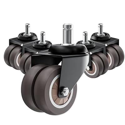 [ASHGOOB] ASHGOOB 2 Inch Low Profile Office Chair Casters 650 lbs, Dual-Wheel TPR Rubber Wheels with Electrophoretic Coating Steel Bracket, Silent Non-Scratching for Hardwood Floors, Set of 5 (Grey)
