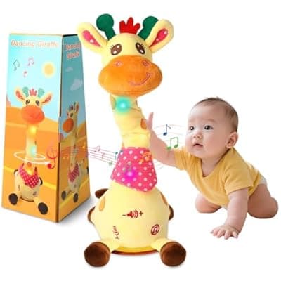 [JISONCASE] JISONCASE Talking Dancing Giraffe Baby Toy, Adjustable Volume Tummy Time Toy Repeating What You Say, Singing Mimicking Recording Sensory Education Gifts for Toddlers Boy Girls