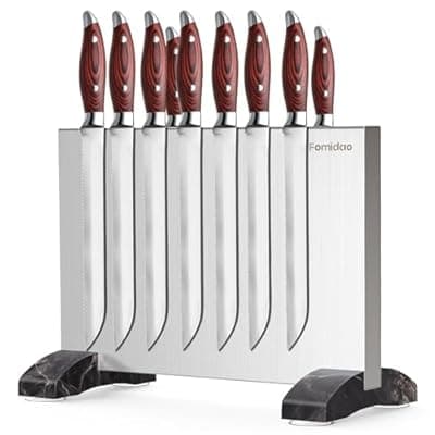[fomidao] Fomidao Magnetic Knife Block,Stainless Steel Magnetic Knife Holder Stand for Kitchen Counter,Strong Double Sided Magnet Knife Storage Rack